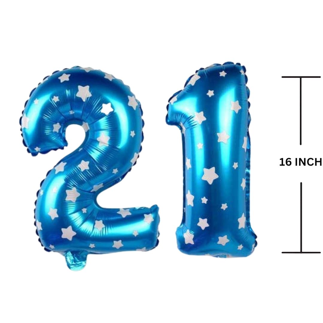 16 Inches BLUE HERATS THEME Number Balloon Air or Helium Compactable Balloon for Party Decoration, Birthday, Anniversary