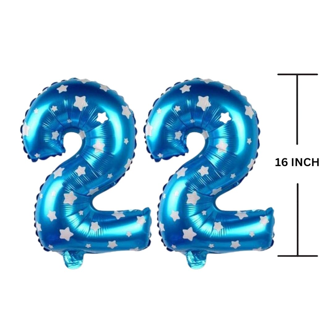 16 Inches BLUE HERATS THEME Number Balloon Air or Helium Compactable Balloon for Party Decoration, Birthday, Anniversary