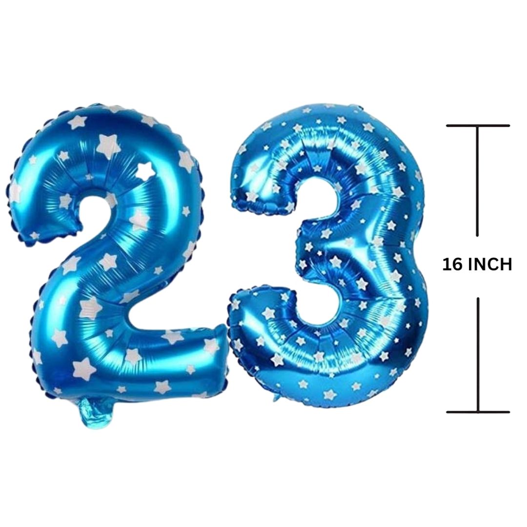 16 Inches BLUE HERATS THEME Number Balloon Air or Helium Compactable Balloon for Party Decoration, Birthday, Anniversary