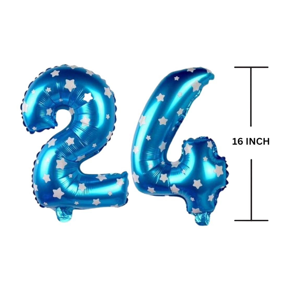 16 Inches BLUE HERATS THEME Number Balloon Air or Helium Compactable Balloon for Party Decoration, Birthday, Anniversary