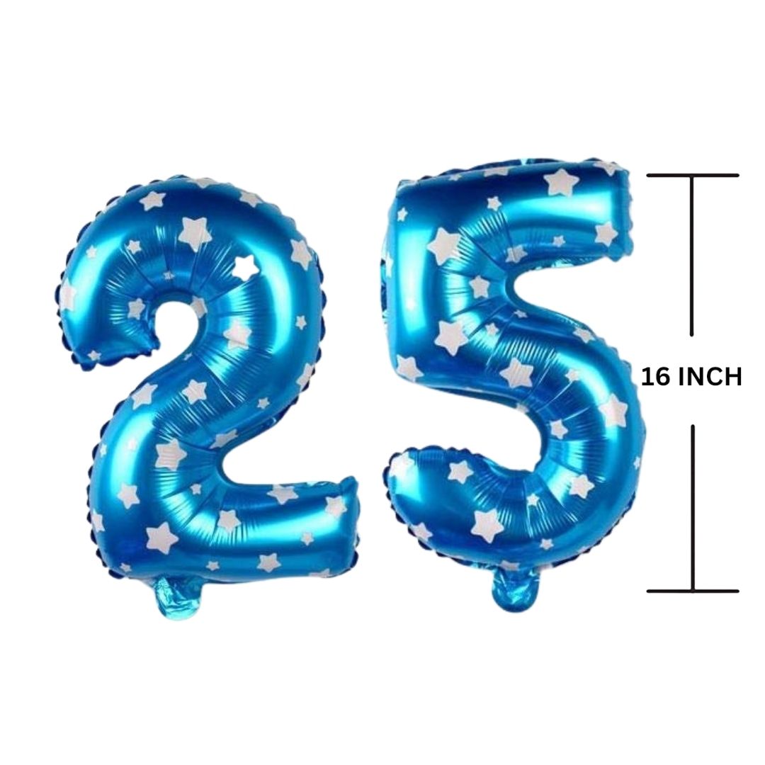 16 Inches BLUE HERATS THEME Number Balloon Air or Helium Compactable Balloon for Party Decoration, Birthday, Anniversary