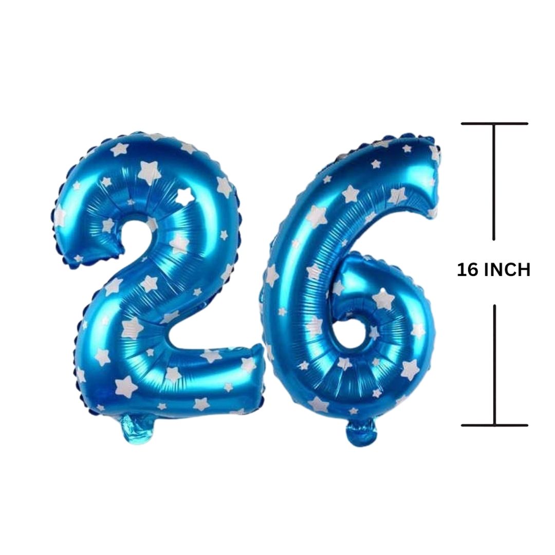 16 Inches BLUE HERATS THEME Number Balloon Air or Helium Compactable Balloon for Party Decoration, Birthday, Anniversary