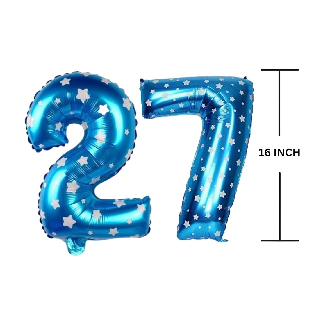 16 Inches BLUE HERATS THEME Number Balloon Air or Helium Compactable Balloon for Party Decoration, Birthday, Anniversary