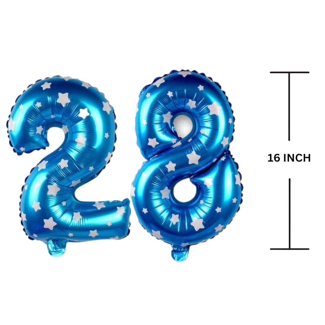 16 Inches BLUE HERATS THEME Number Balloon Air or Helium Compactable Balloon for Party Decoration, Birthday, Anniversary