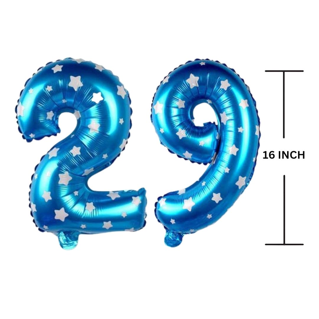 16 Inches BLUE HERATS THEME Number Balloon Air or Helium Compactable Balloon for Party Decoration, Birthday, Anniversary