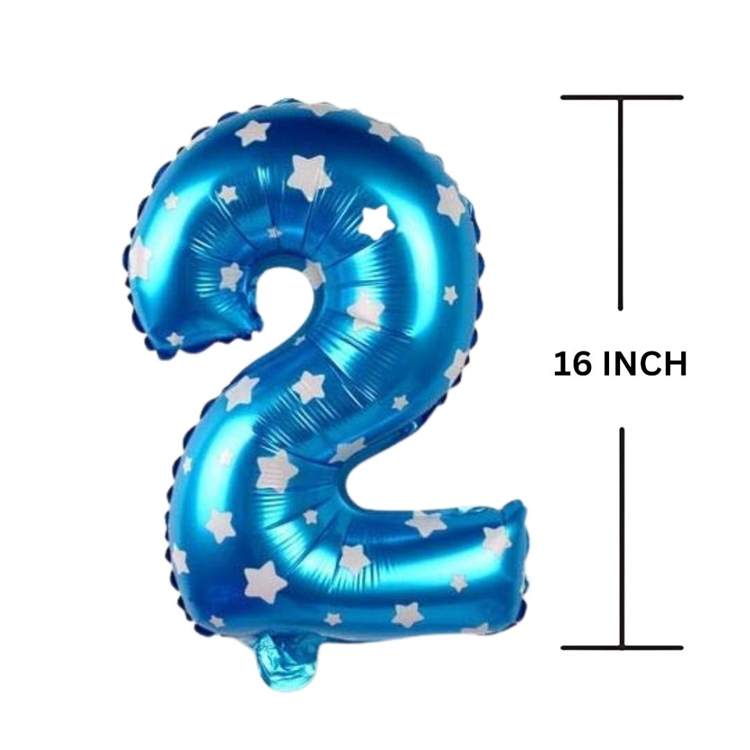 16 Inches BLUE HERATS THEME Number Balloon Air or Helium Compactable Balloon for Party Decoration, Birthday, Anniversary