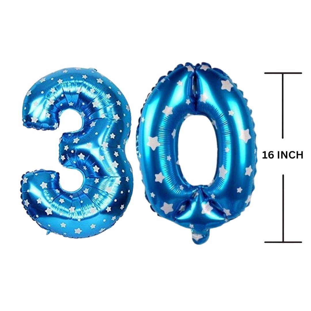 16 Inches BLUE HERATS THEME Number Balloon Air or Helium Compactable Balloon for Party Decoration, Birthday, Anniversary