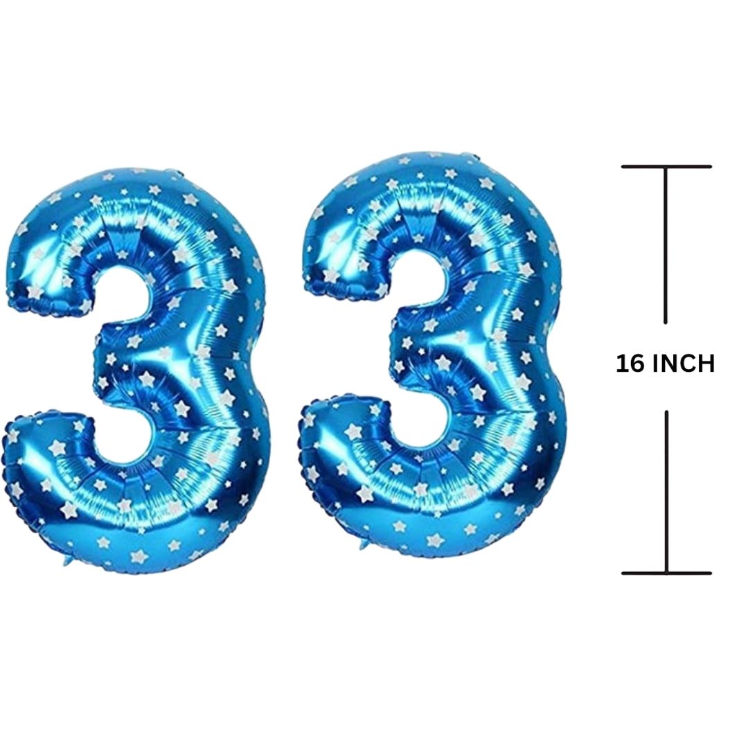 16 Inches BLUE HERATS THEME Number Balloon Air or Helium Compactable Balloon for Party Decoration, Birthday, Anniversary