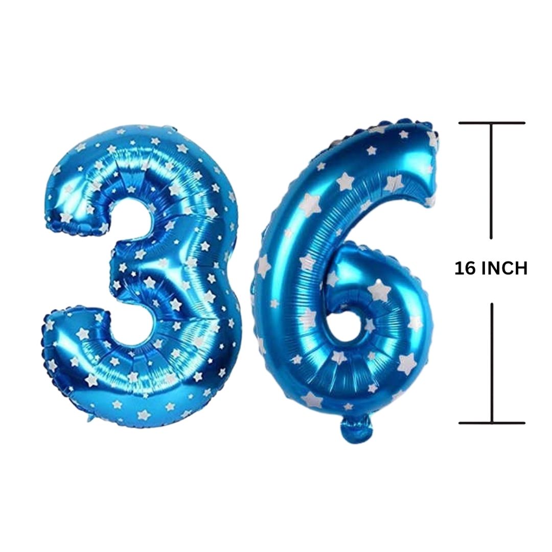 16 Inches BLUE HERATS THEME Number Balloon Air or Helium Compactable Balloon for Party Decoration, Birthday, Anniversary