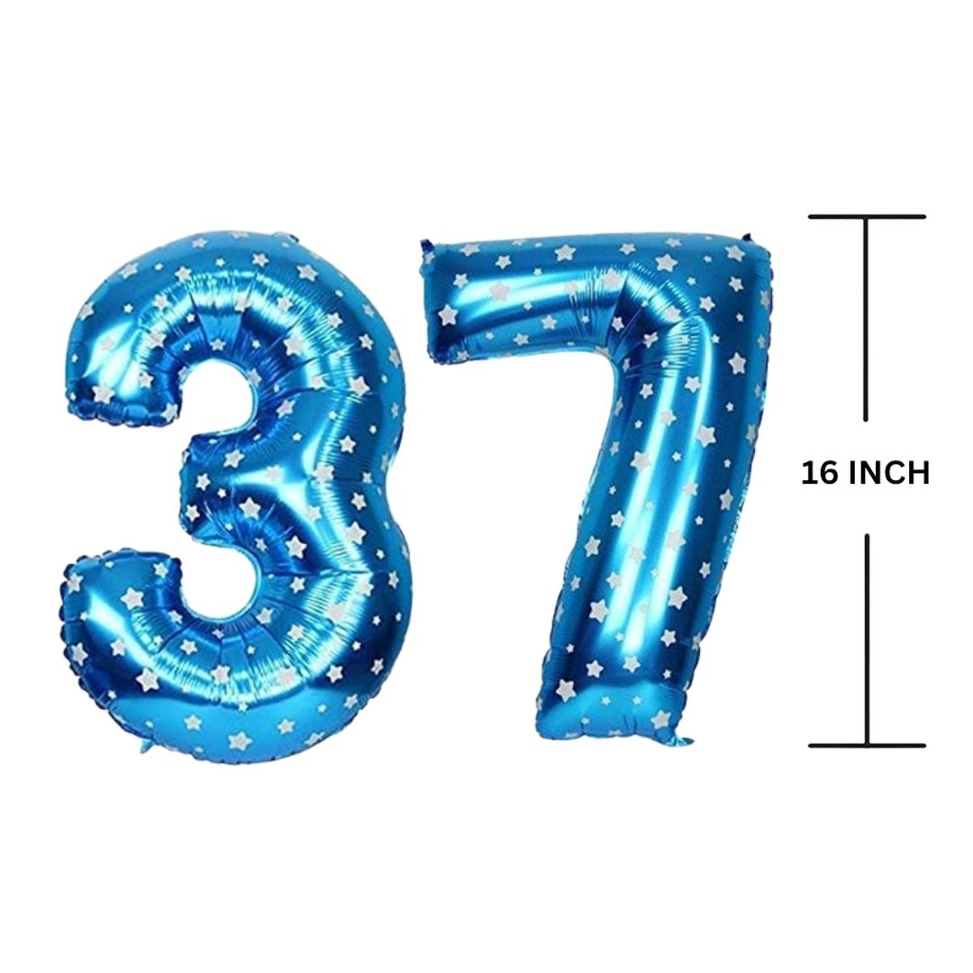 16 Inches BLUE HERATS THEME Number Balloon Air or Helium Compactable Balloon for Party Decoration, Birthday, Anniversary