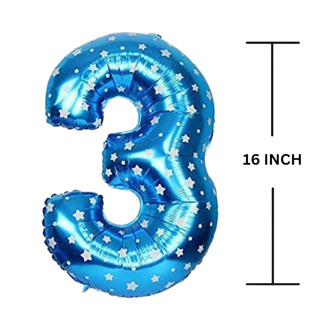 16 Inches BLUE HERATS THEME Number Balloon Air or Helium Compactable Balloon for Party Decoration, Birthday, Anniversary