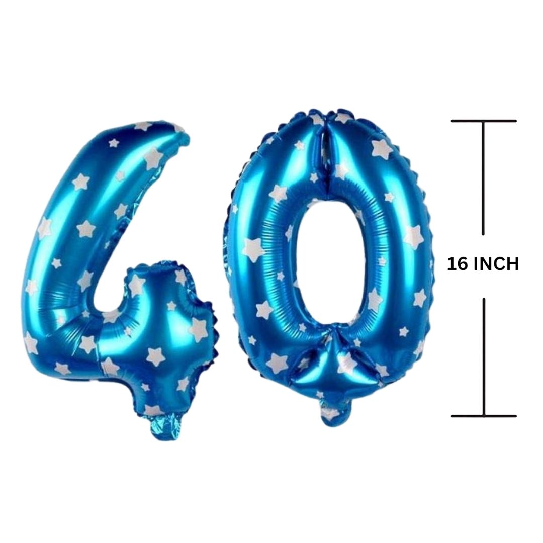 16 Inches BLUE HERATS THEME Number Balloon Air or Helium Compactable Balloon for Party Decoration, Birthday, Anniversary