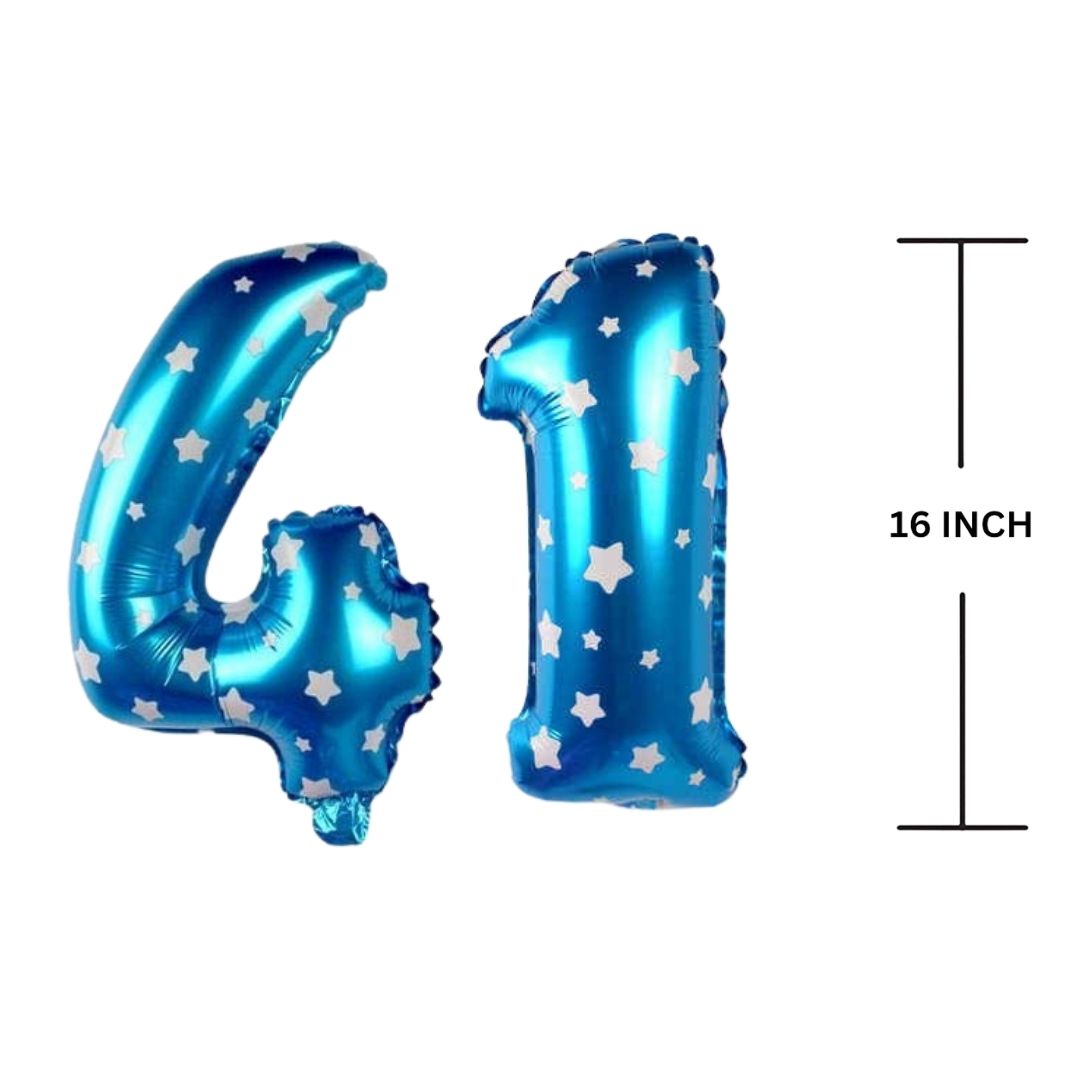 16 Inches BLUE HERATS THEME Number Balloon Air or Helium Compactable Balloon for Party Decoration, Birthday, Anniversary