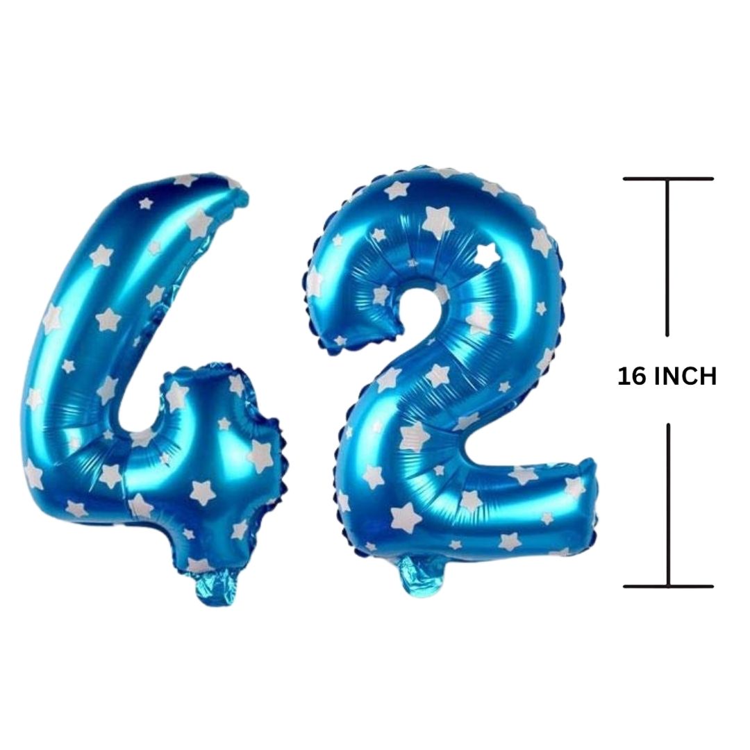 16 Inches BLUE HERATS THEME Number Balloon Air or Helium Compactable Balloon for Party Decoration, Birthday, Anniversary