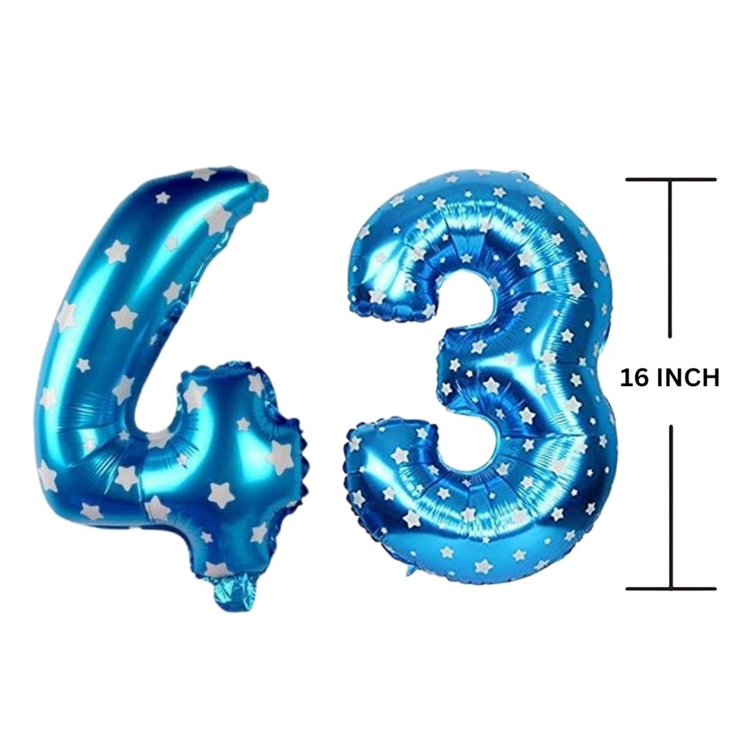 16 Inches BLUE HERATS THEME Number Balloon Air or Helium Compactable Balloon for Party Decoration, Birthday, Anniversary