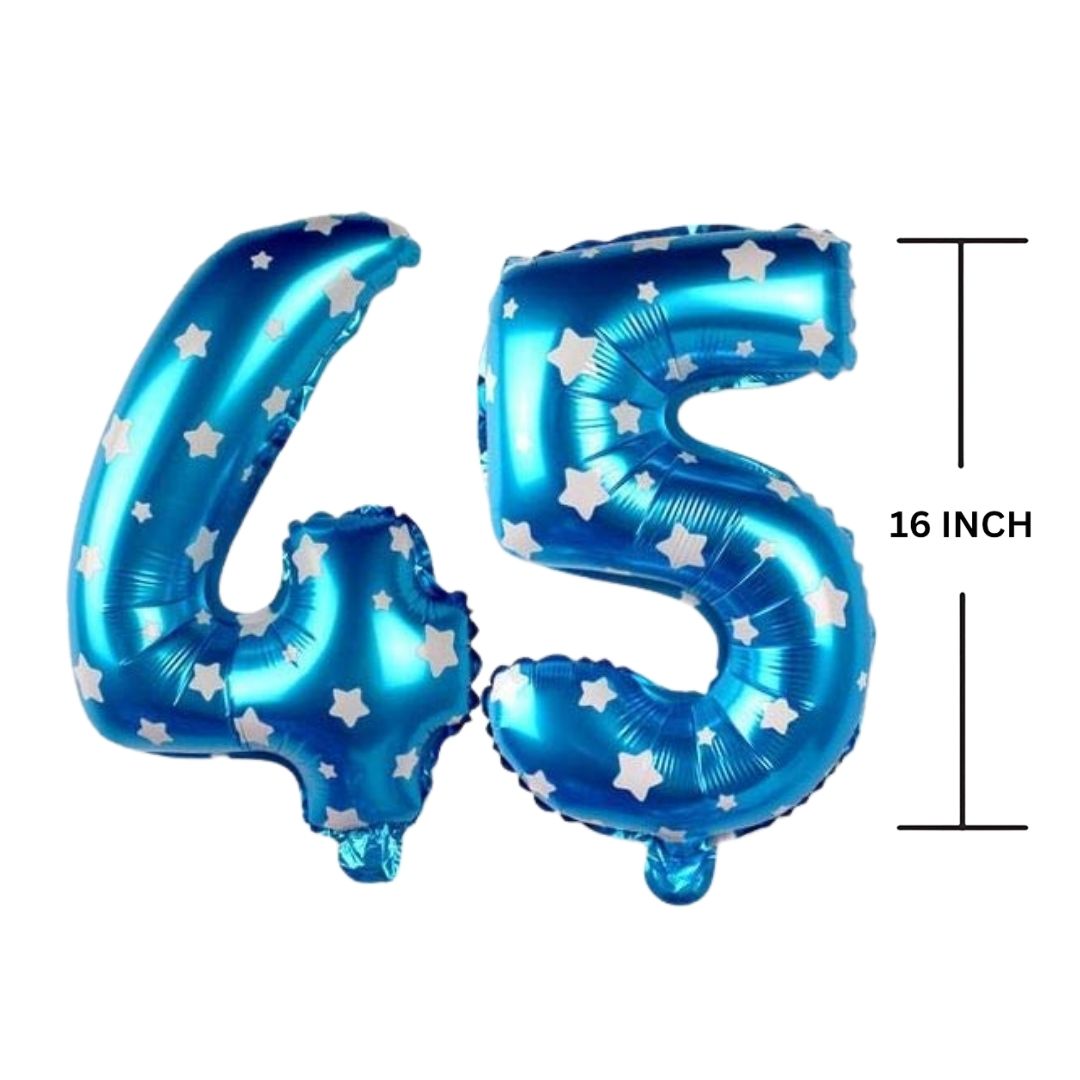 16 Inches BLUE HERATS THEME Number Balloon Air or Helium Compactable Balloon for Party Decoration, Birthday, Anniversary