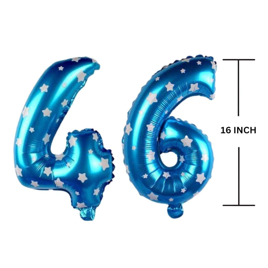 16 Inches BLUE HERATS THEME Number Balloon Air or Helium Compactable Balloon for Party Decoration, Birthday, Anniversary