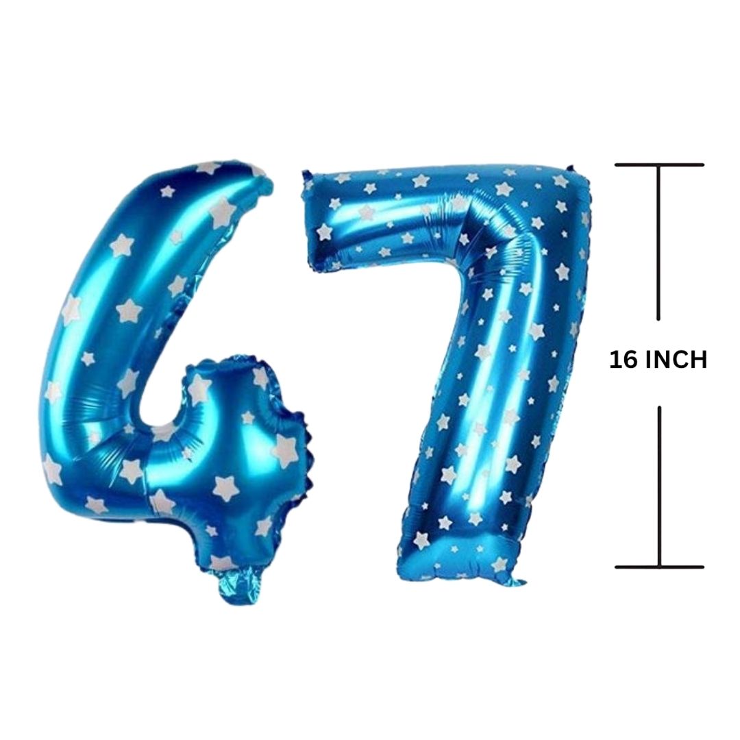 16 Inches BLUE HERATS THEME Number Balloon Air or Helium Compactable Balloon for Party Decoration, Birthday, Anniversary