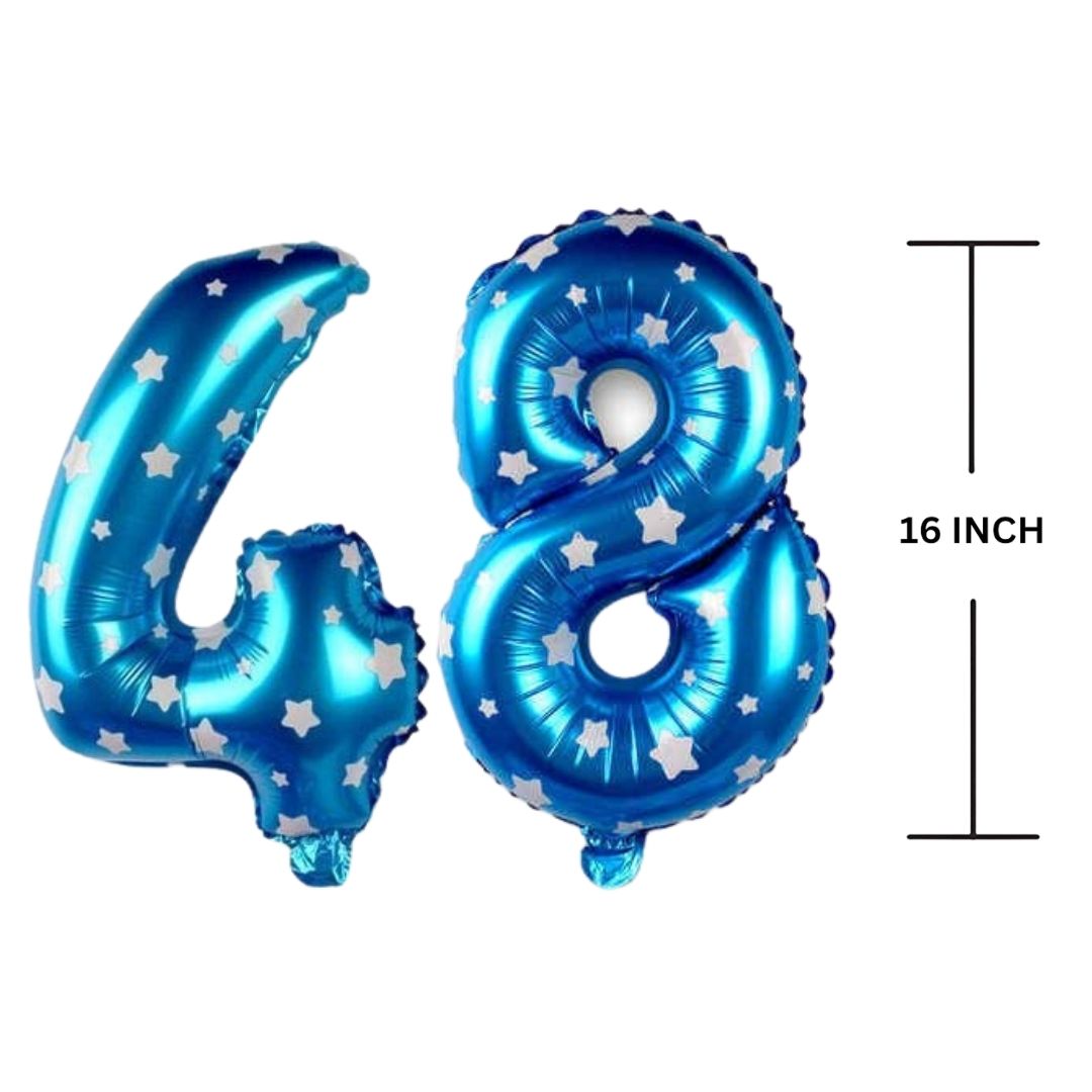 16 Inches BLUE HERATS THEME Number Balloon Air or Helium Compactable Balloon for Party Decoration, Birthday, Anniversary