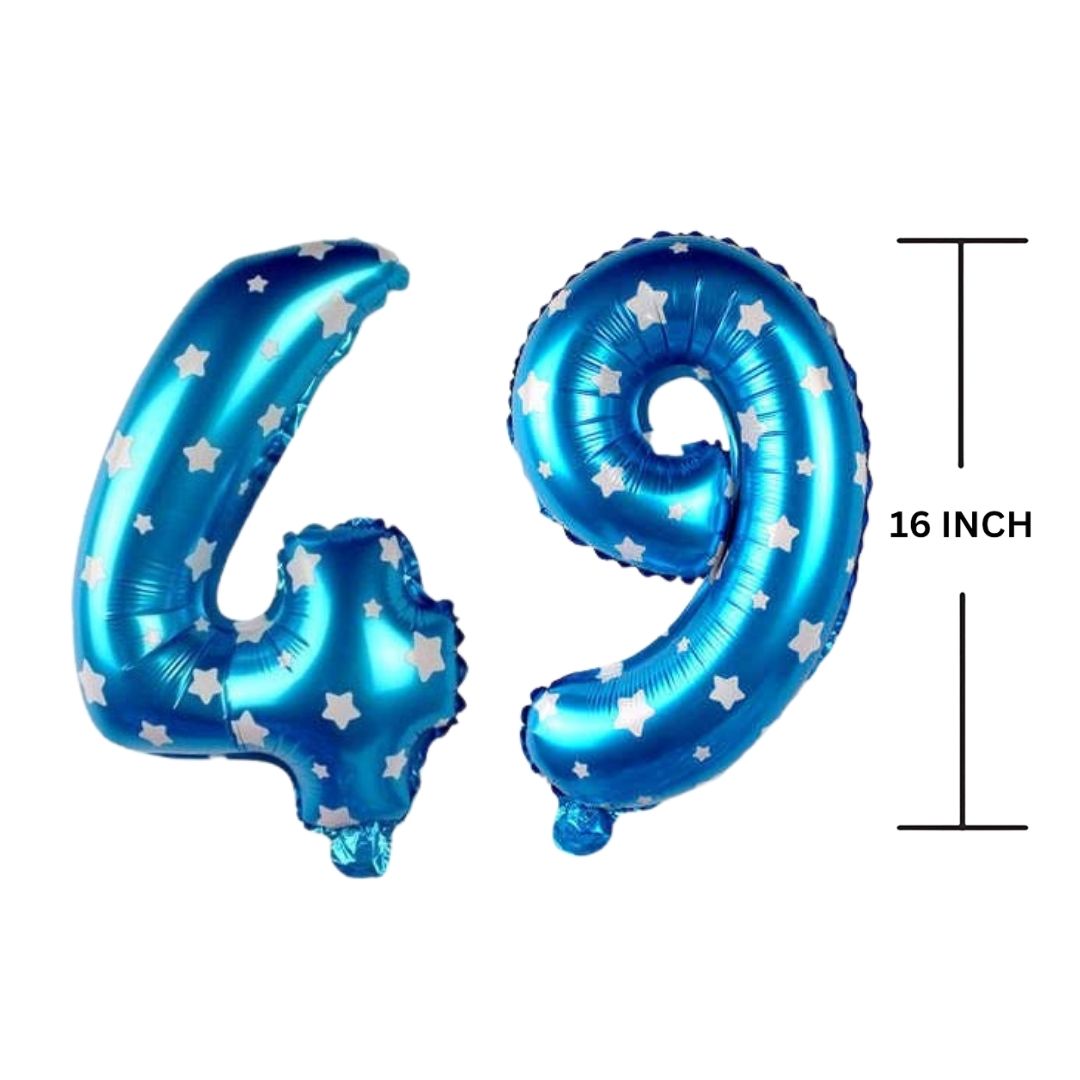 16 Inches BLUE HERATS THEME Number Balloon Air or Helium Compactable Balloon for Party Decoration, Birthday, Anniversary