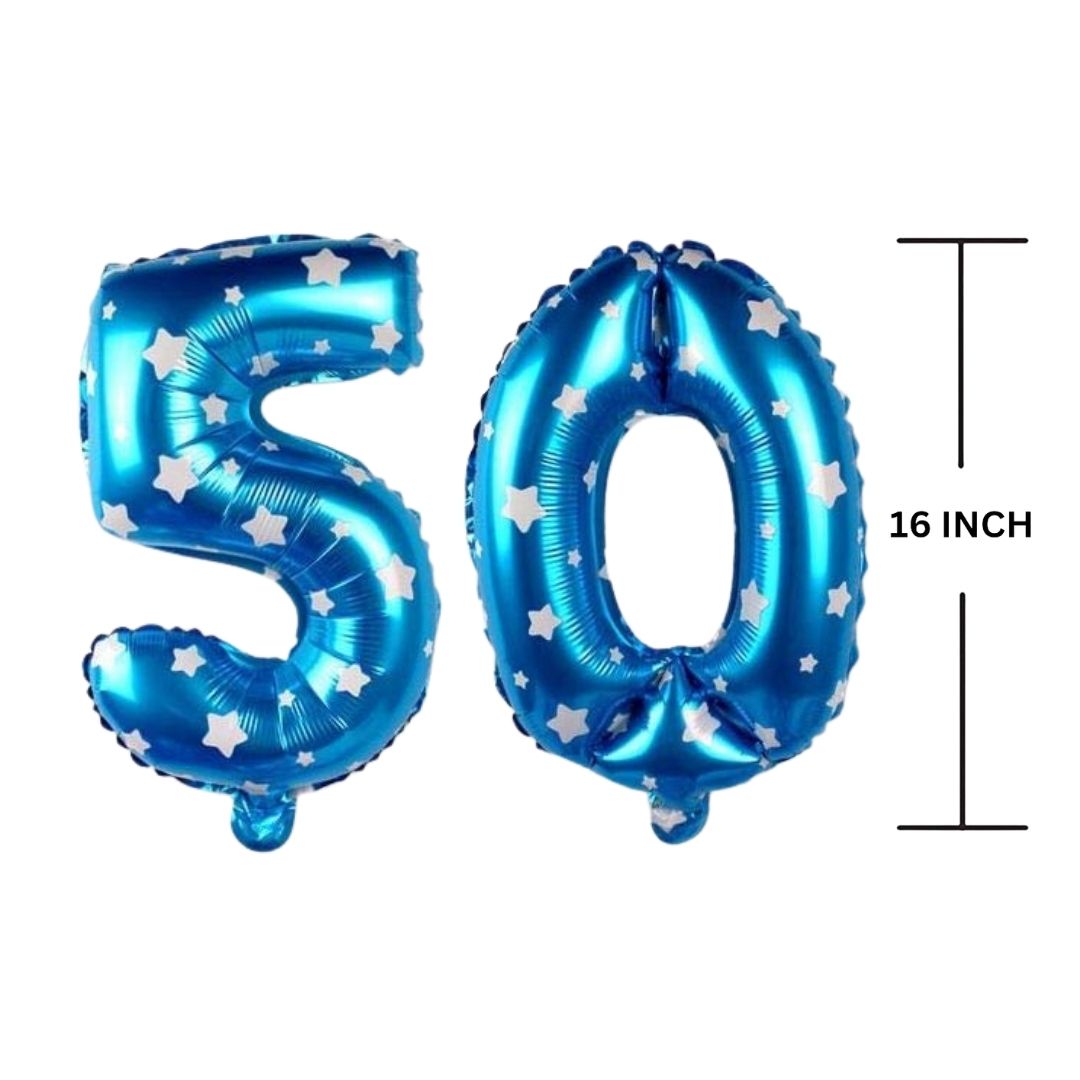 16 Inches BLUE HERATS THEME Number Balloon Air or Helium Compactable Balloon for Party Decoration, Birthday, Anniversary