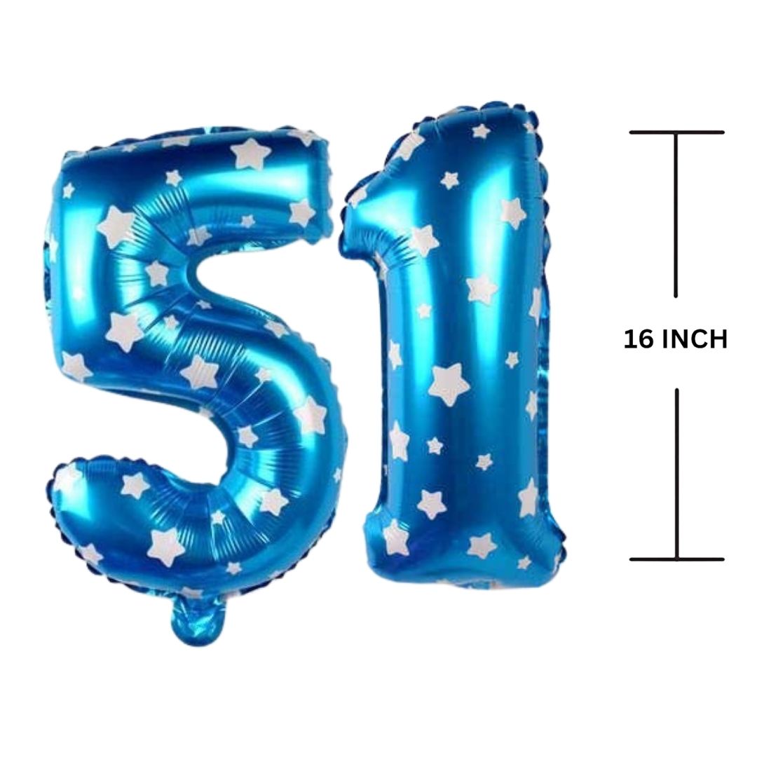 16 Inches BLUE HERATS THEME Number Balloon Air or Helium Compactable Balloon for Party Decoration, Birthday, Anniversary