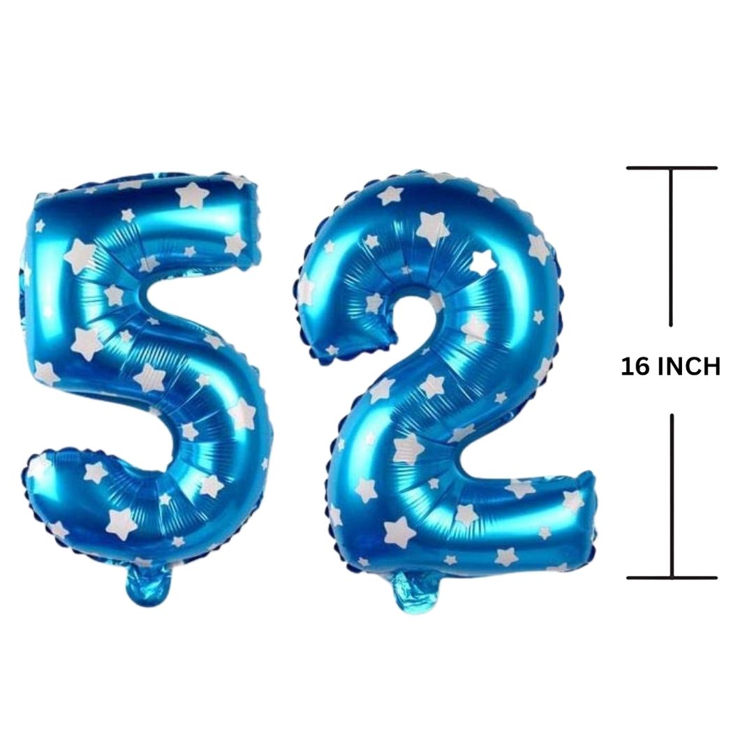 16 Inches BLUE HERATS THEME Number Balloon Air or Helium Compactable Balloon for Party Decoration, Birthday, Anniversary