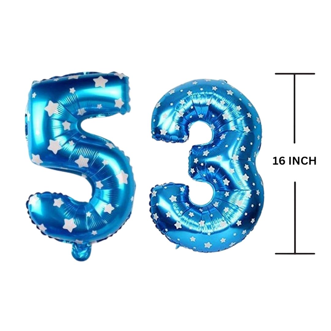 16 Inches BLUE HERATS THEME Number Balloon Air or Helium Compactable Balloon for Party Decoration, Birthday, Anniversary