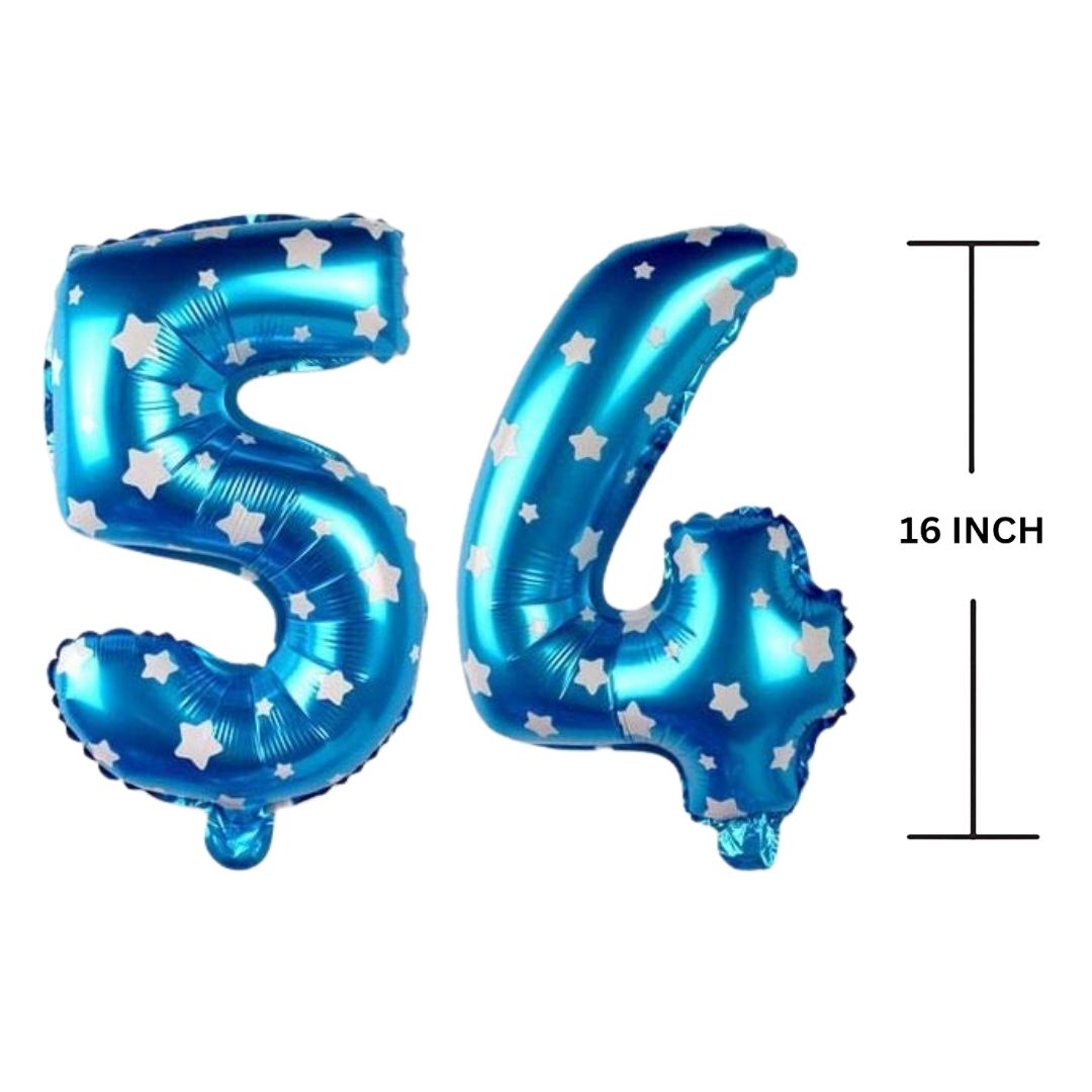 16 Inches BLUE HERATS THEME Number Balloon Air or Helium Compactable Balloon for Party Decoration, Birthday, Anniversary