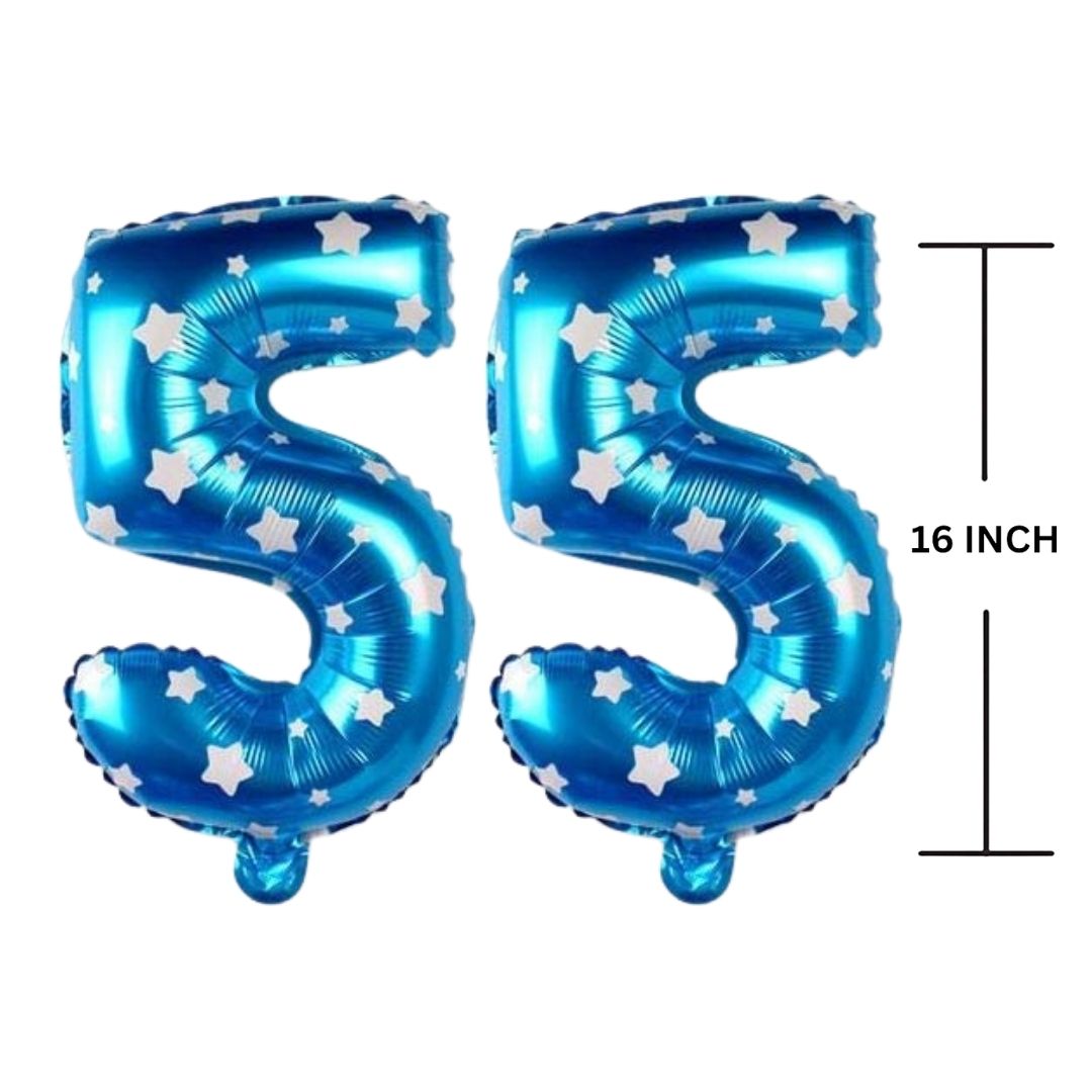 16 Inches BLUE HERATS THEME Number Balloon Air or Helium Compactable Balloon for Party Decoration, Birthday, Anniversary