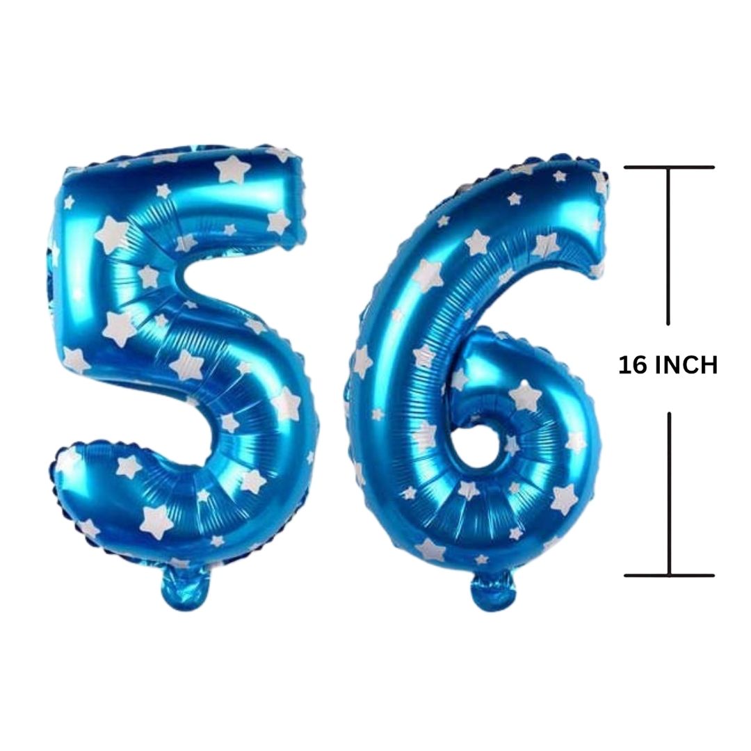 16 Inches BLUE HERATS THEME Number Balloon Air or Helium Compactable Balloon for Party Decoration, Birthday, Anniversary