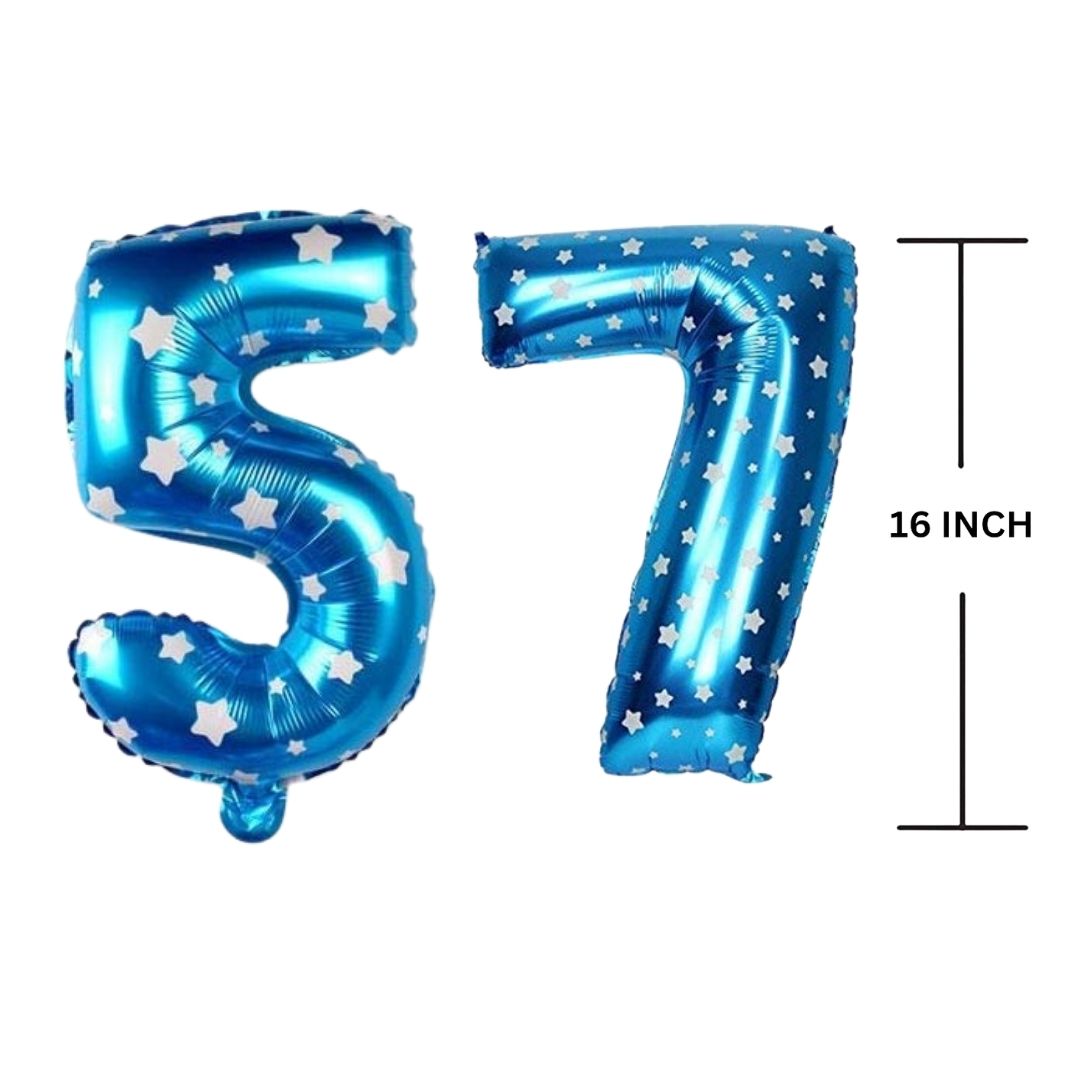 16 Inches BLUE HERATS THEME Number Balloon Air or Helium Compactable Balloon for Party Decoration, Birthday, Anniversary