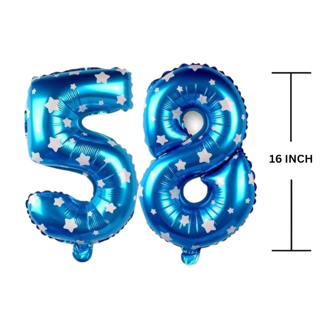 16 Inches BLUE HERATS THEME Number Balloon Air or Helium Compactable Balloon for Party Decoration, Birthday, Anniversary