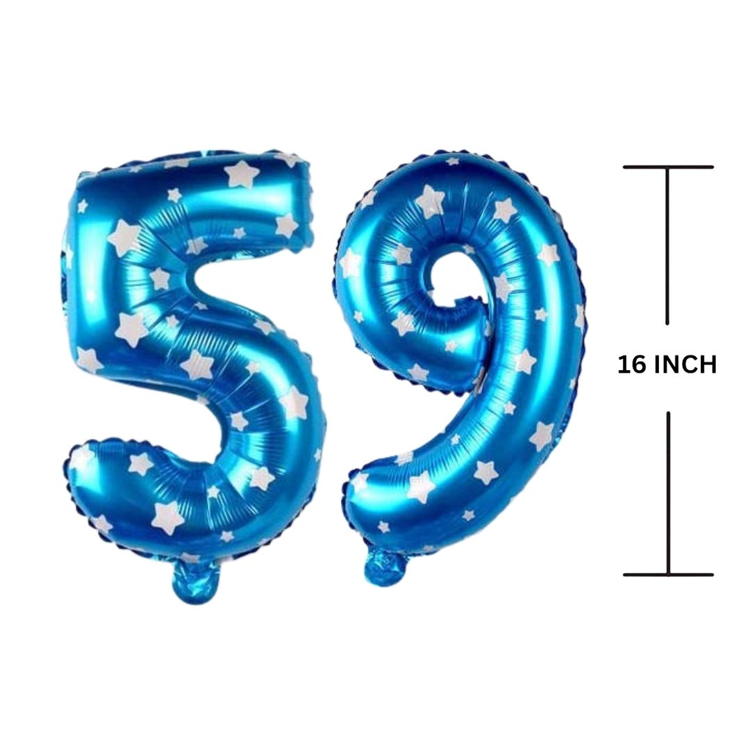 16 Inches BLUE HERATS THEME Number Balloon Air or Helium Compactable Balloon for Party Decoration, Birthday, Anniversary