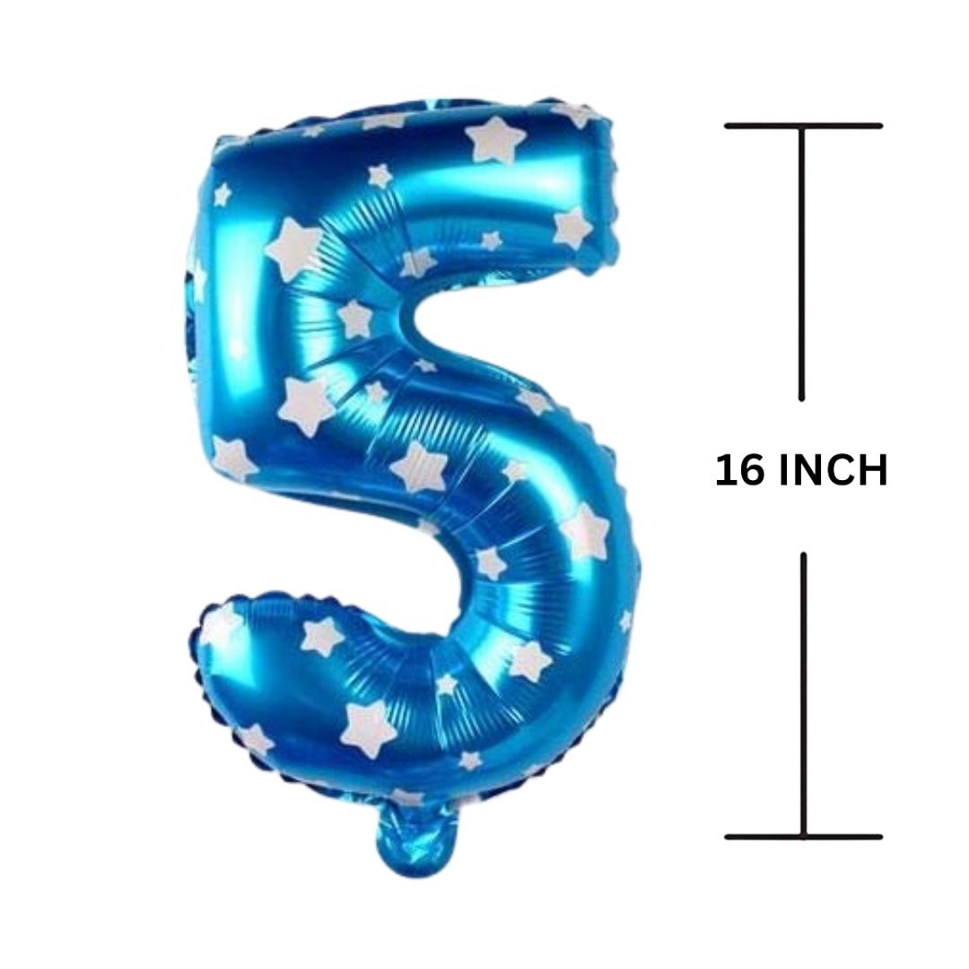 16 Inches BLUE HERATS THEME Number Balloon Air or Helium Compactable Balloon for Party Decoration, Birthday, Anniversary