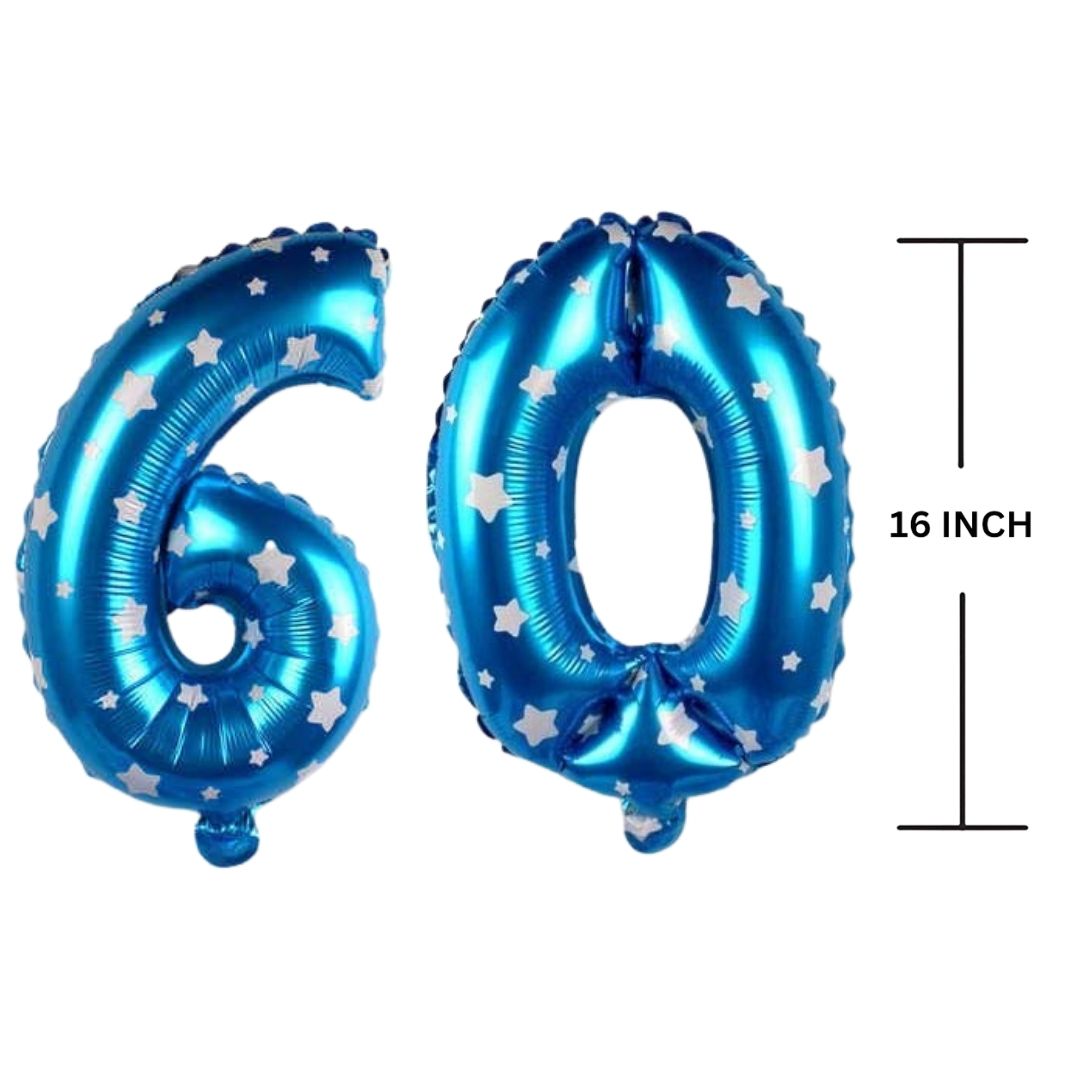 16 Inches BLUE HERATS THEME Number Balloon Air or Helium Compactable Balloon for Party Decoration, Birthday, Anniversary