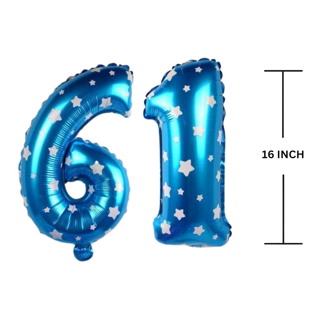 16 Inches BLUE HERATS THEME Number Balloon Air or Helium Compactable Balloon for Party Decoration, Birthday, Anniversary