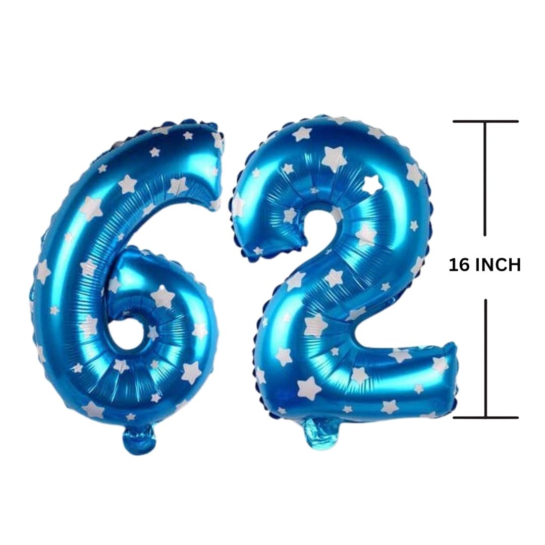 16 Inches BLUE HERATS THEME Number Balloon Air or Helium Compactable Balloon for Party Decoration, Birthday, Anniversary