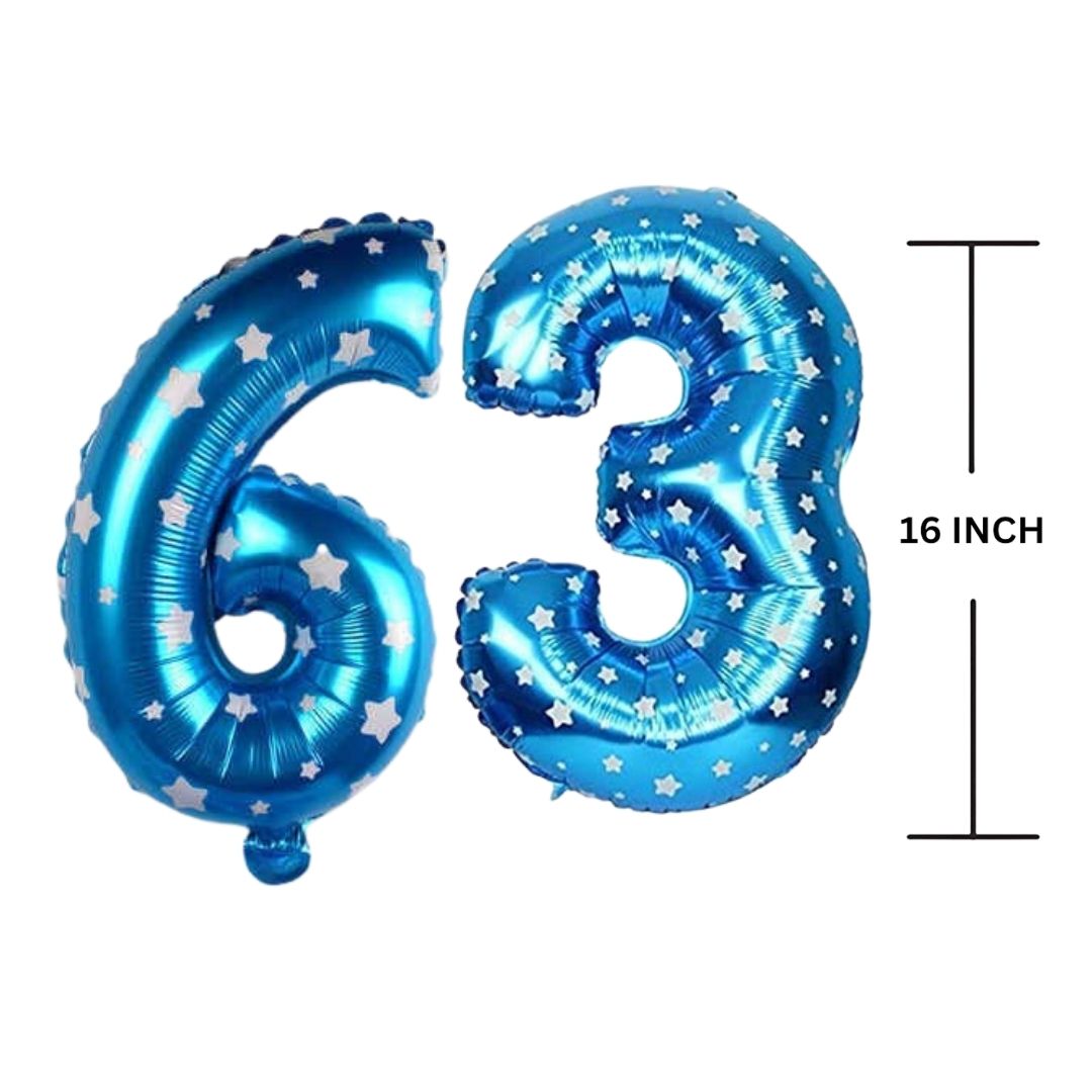 16 Inches BLUE HERATS THEME Number Balloon Air or Helium Compactable Balloon for Party Decoration, Birthday, Anniversary