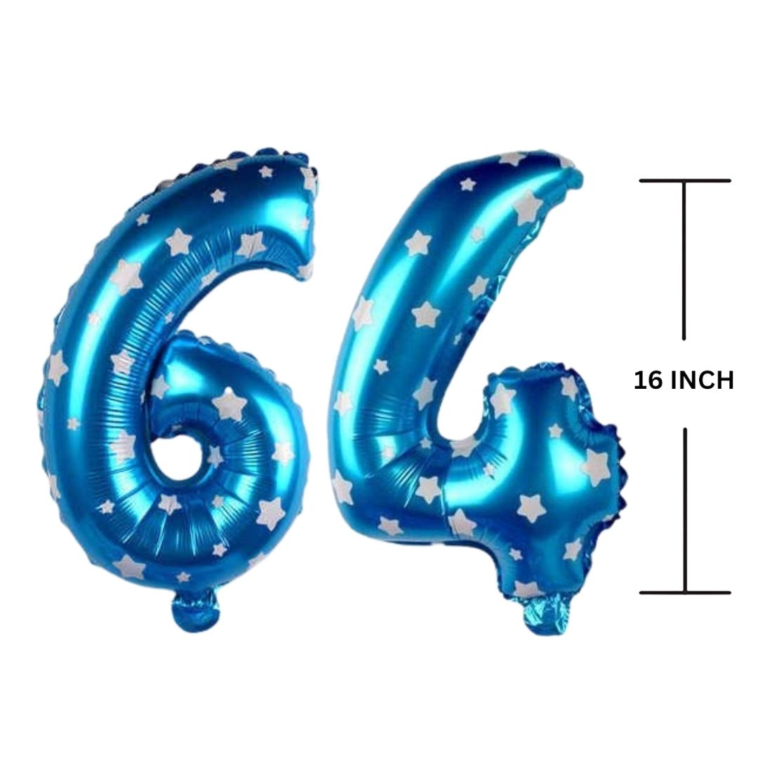 16 Inches BLUE HERATS THEME Number Balloon Air or Helium Compactable Balloon for Party Decoration, Birthday, Anniversary