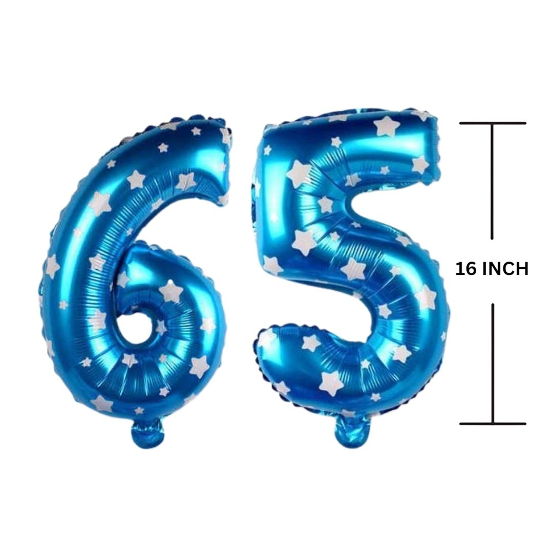 16 Inches BLUE HERATS THEME Number Balloon Air or Helium Compactable Balloon for Party Decoration, Birthday, Anniversary