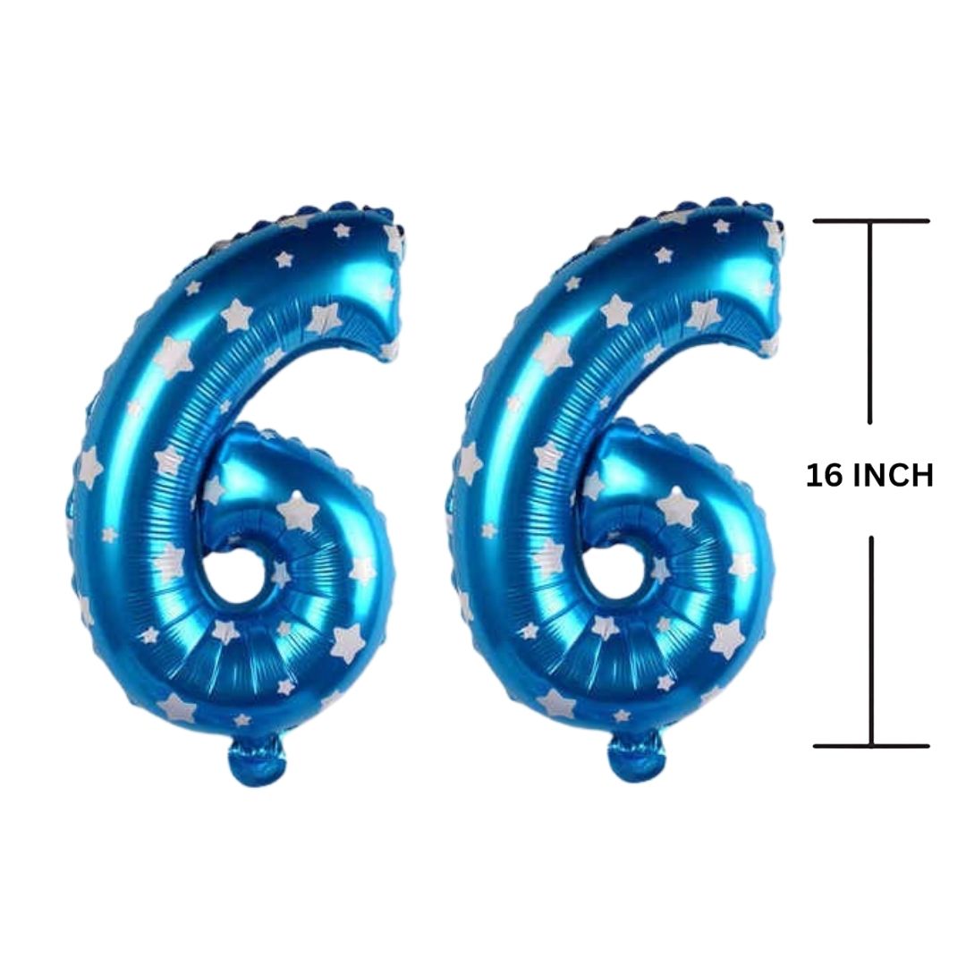 16 Inches BLUE HERATS THEME Number Balloon Air or Helium Compactable Balloon for Party Decoration, Birthday, Anniversary