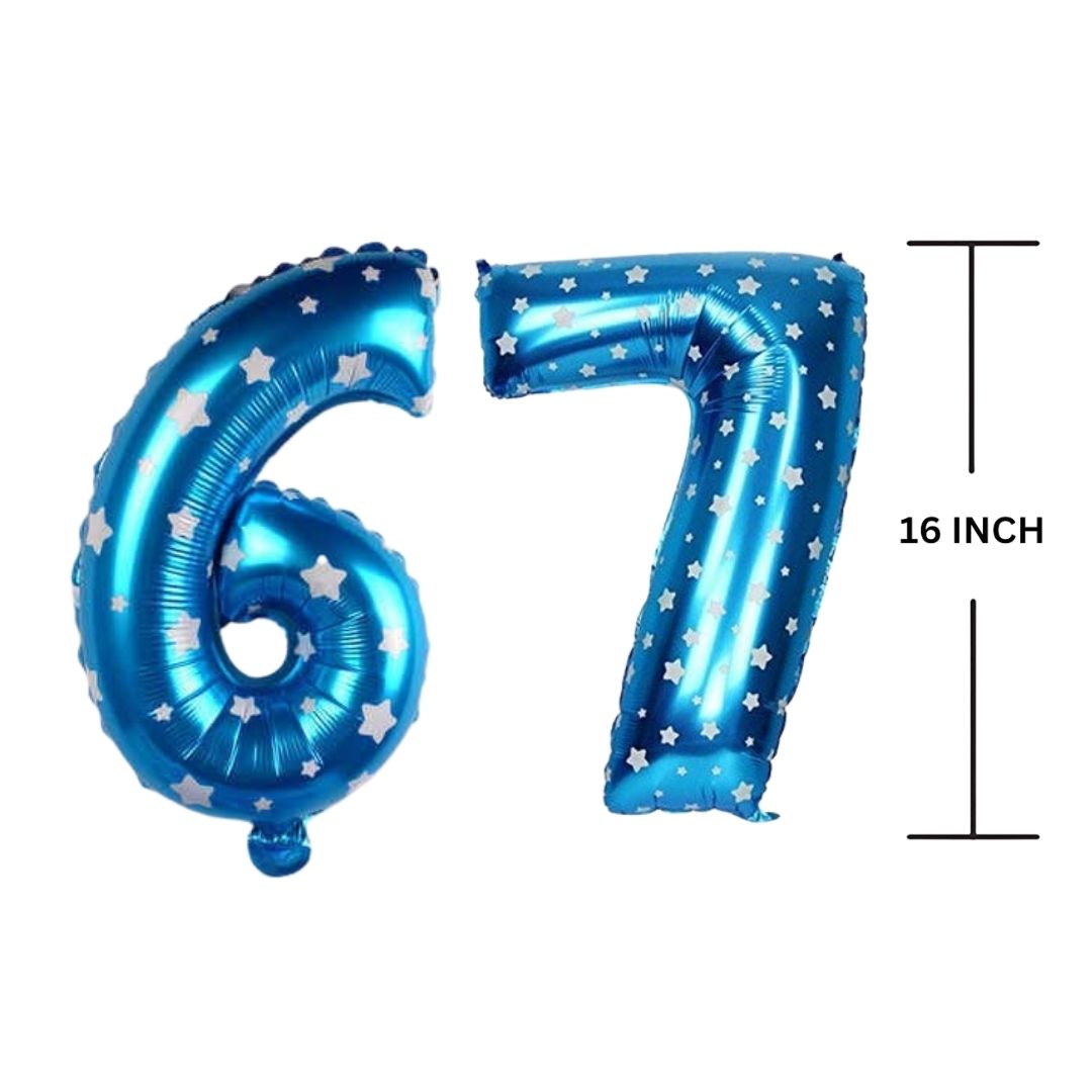 16 Inches BLUE HERATS THEME Number Balloon Air or Helium Compactable Balloon for Party Decoration, Birthday, Anniversary