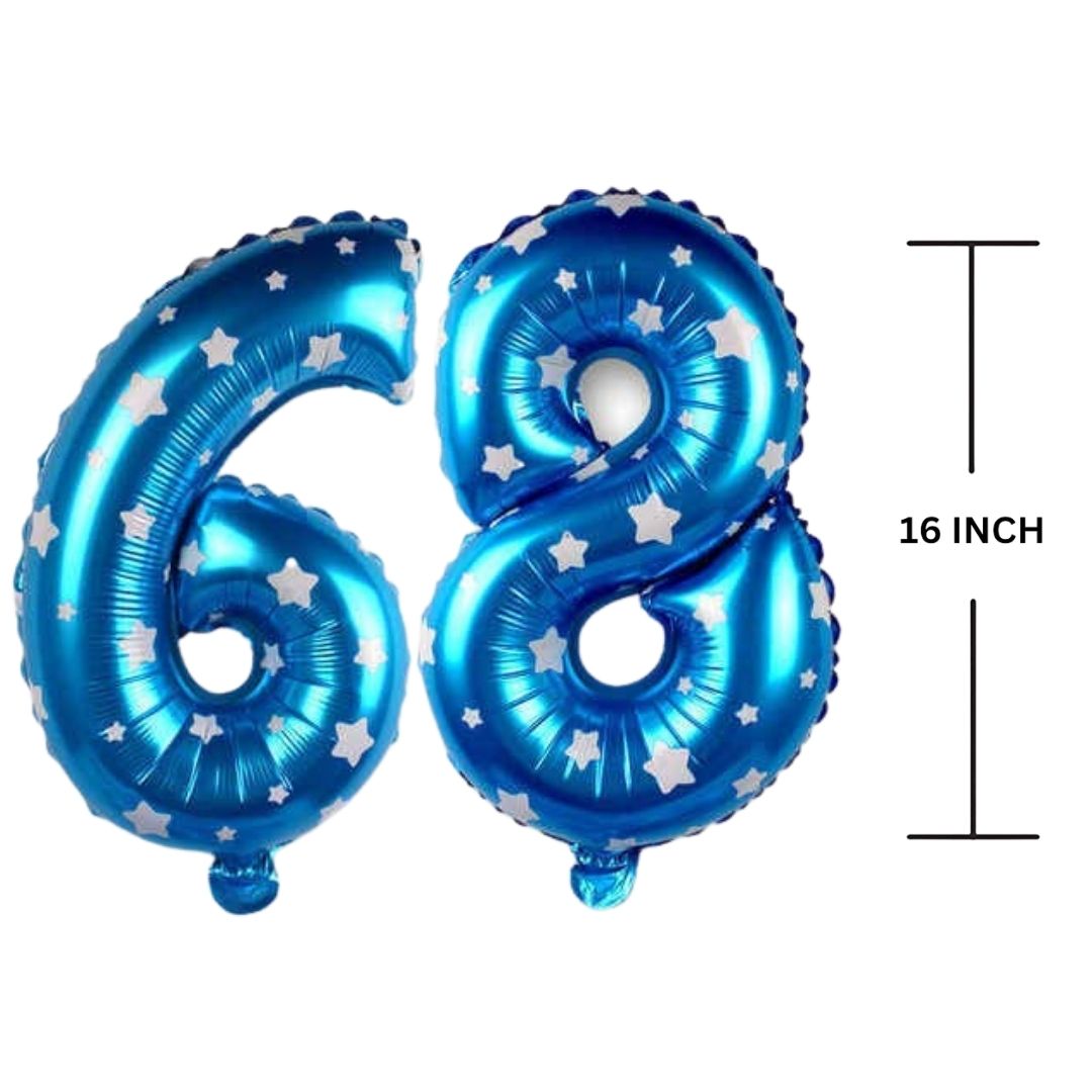 16 Inches BLUE HERATS THEME Number Balloon Air or Helium Compactable Balloon for Party Decoration, Birthday, Anniversary