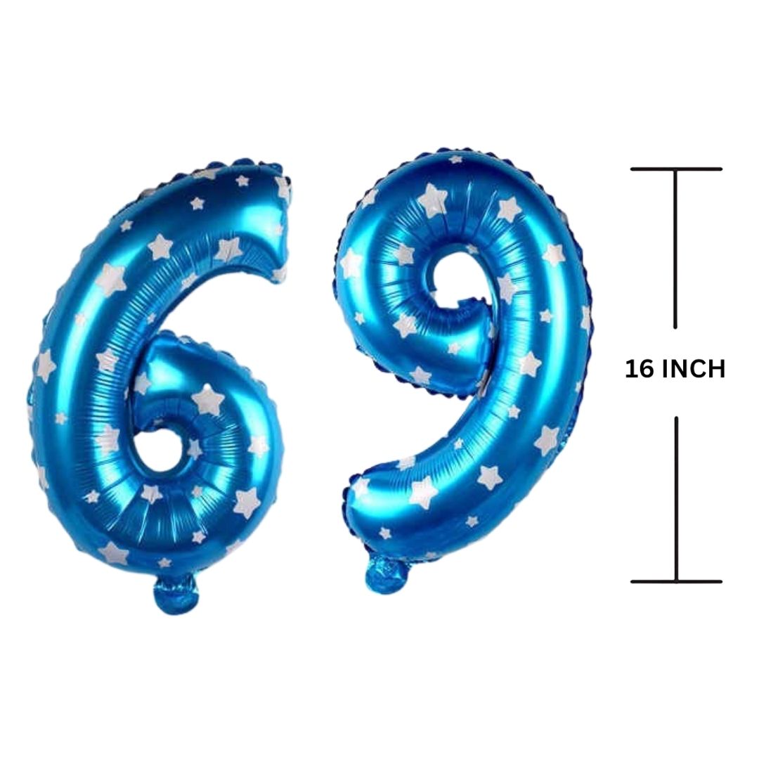 16 Inches BLUE HERATS THEME Number Balloon Air or Helium Compactable Balloon for Party Decoration, Birthday, Anniversary