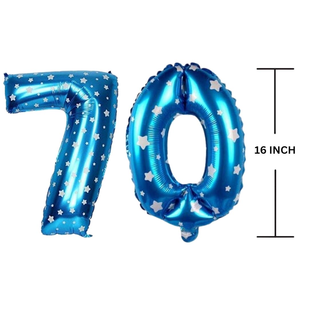 16 Inches BLUE HERATS THEME Number Balloon Air or Helium Compactable Balloon for Party Decoration, Birthday, Anniversary