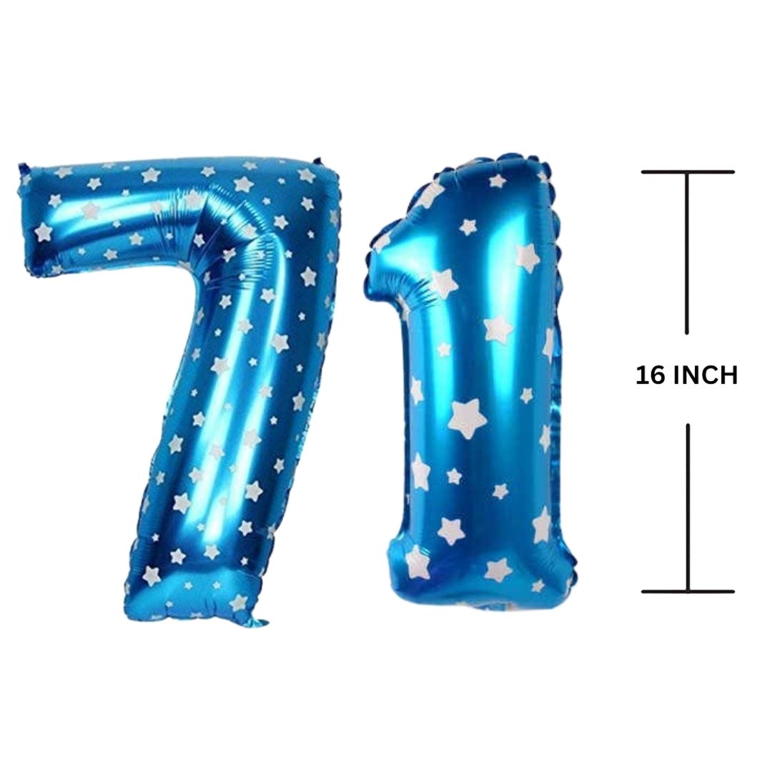 16 Inches BLUE HERATS THEME Number Balloon Air or Helium Compactable Balloon for Party Decoration, Birthday, Anniversary