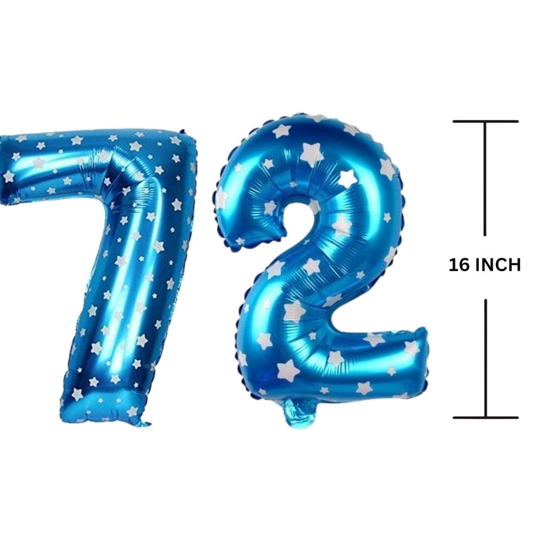 16 Inches BLUE HERATS THEME Number Balloon Air or Helium Compactable Balloon for Party Decoration, Birthday, Anniversary