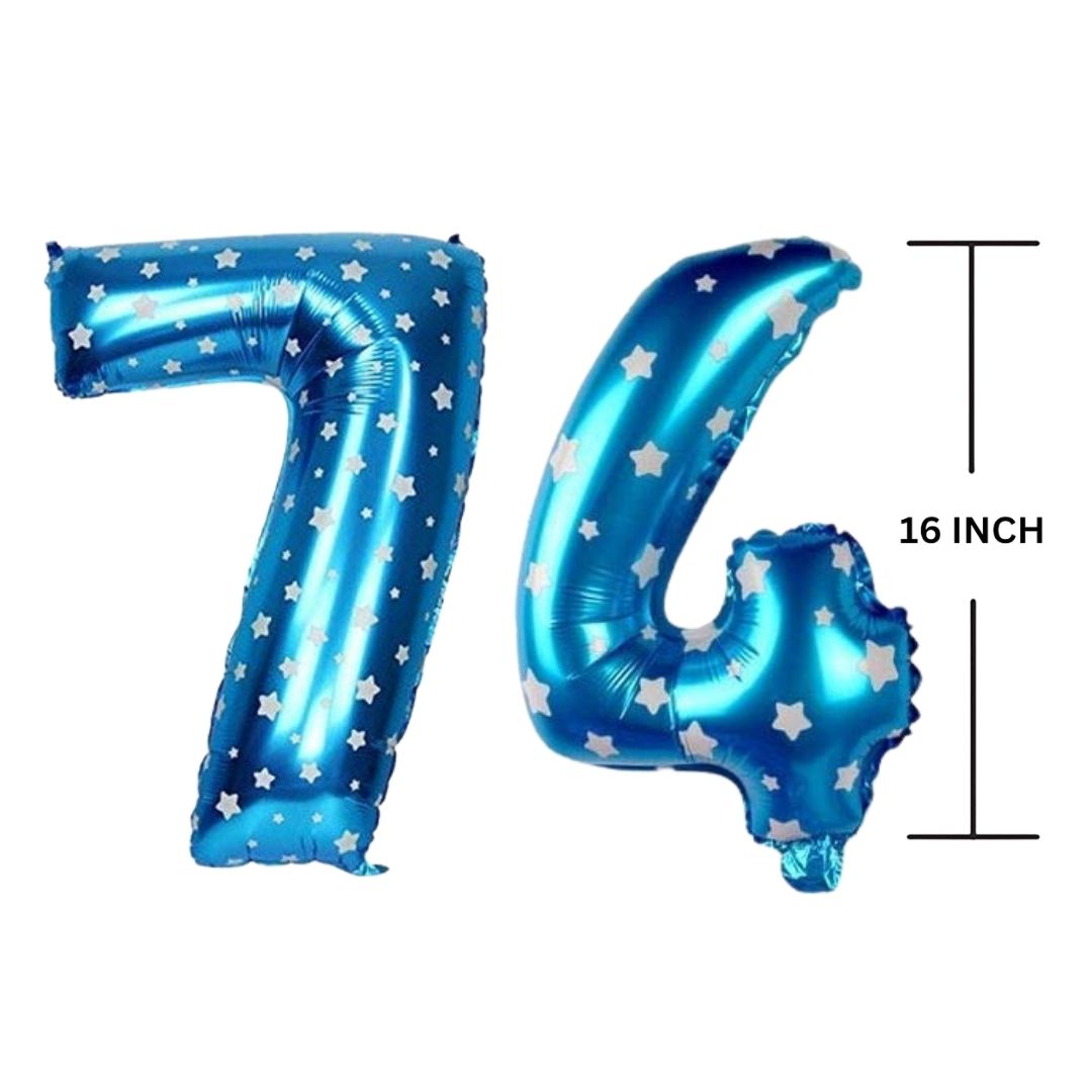 16 Inches BLUE HERATS THEME Number Balloon Air or Helium Compactable Balloon for Party Decoration, Birthday, Anniversary