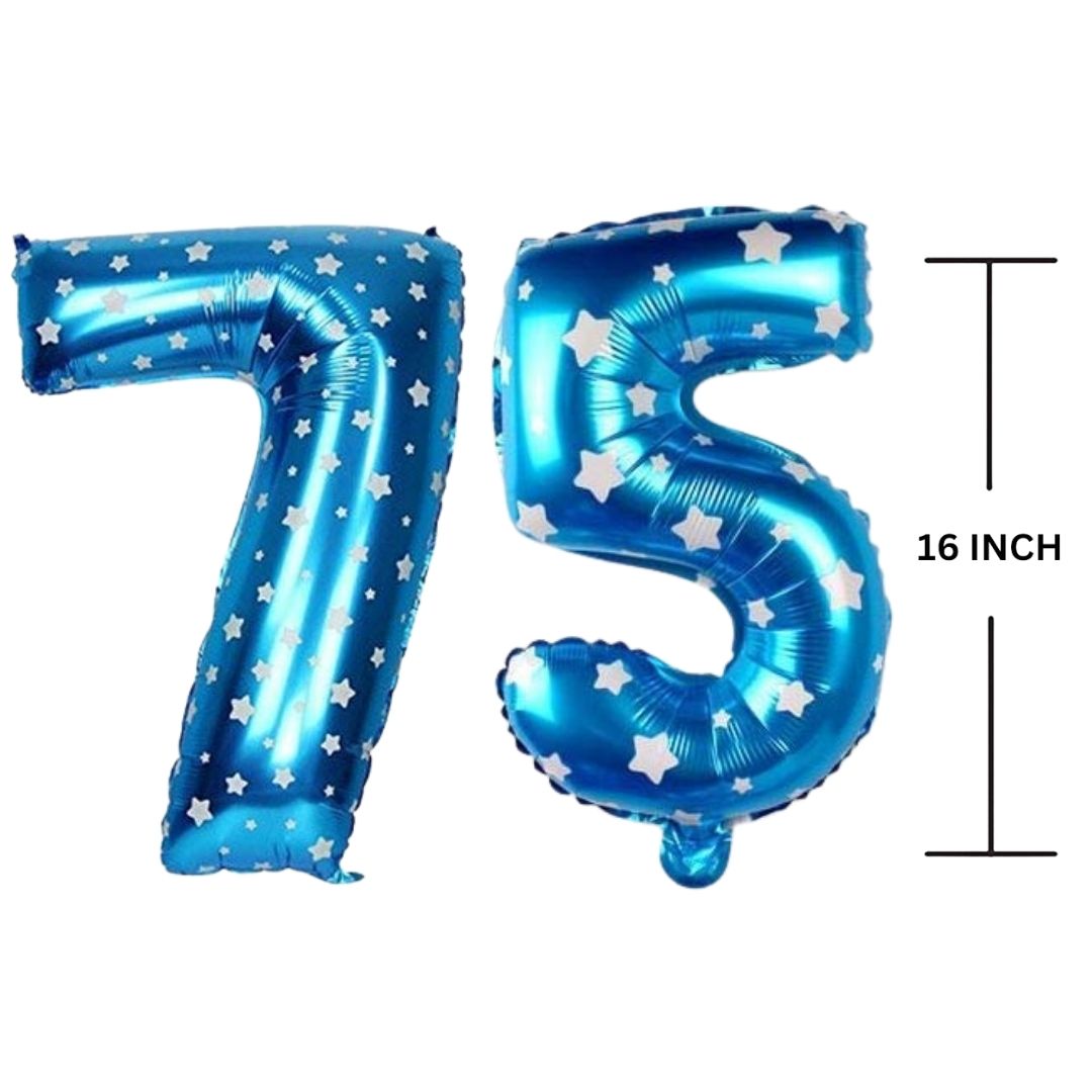 16 Inches BLUE HERATS THEME Number Balloon Air or Helium Compactable Balloon for Party Decoration, Birthday, Anniversary